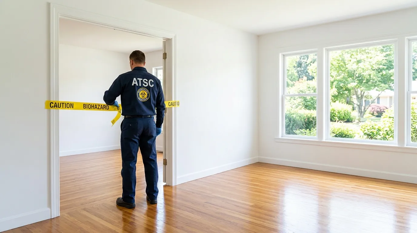 Certified biohazard cleanup crew performing Trauma Scene Cleanup in Granite Shoals